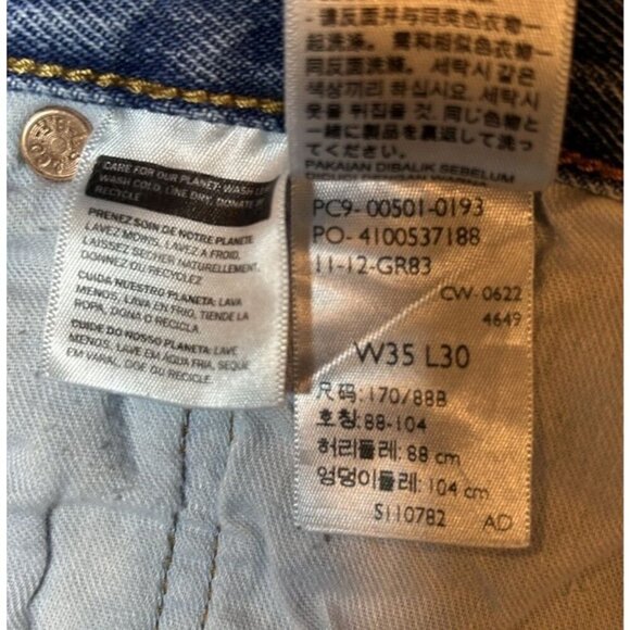 Levis Jeans 501 Men's Jeans Blue Denim Straight Leg Button Fly Size 35x30 - Picture 11 of 12